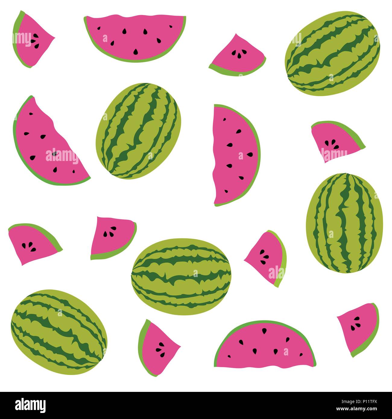 Seamless pattern with elements of watermelons Stock Vector