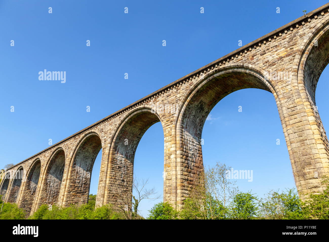 Under the arches of the Cefn Mawr railway viaduct which crosses the Dee valley near Wrexham Stock Photo