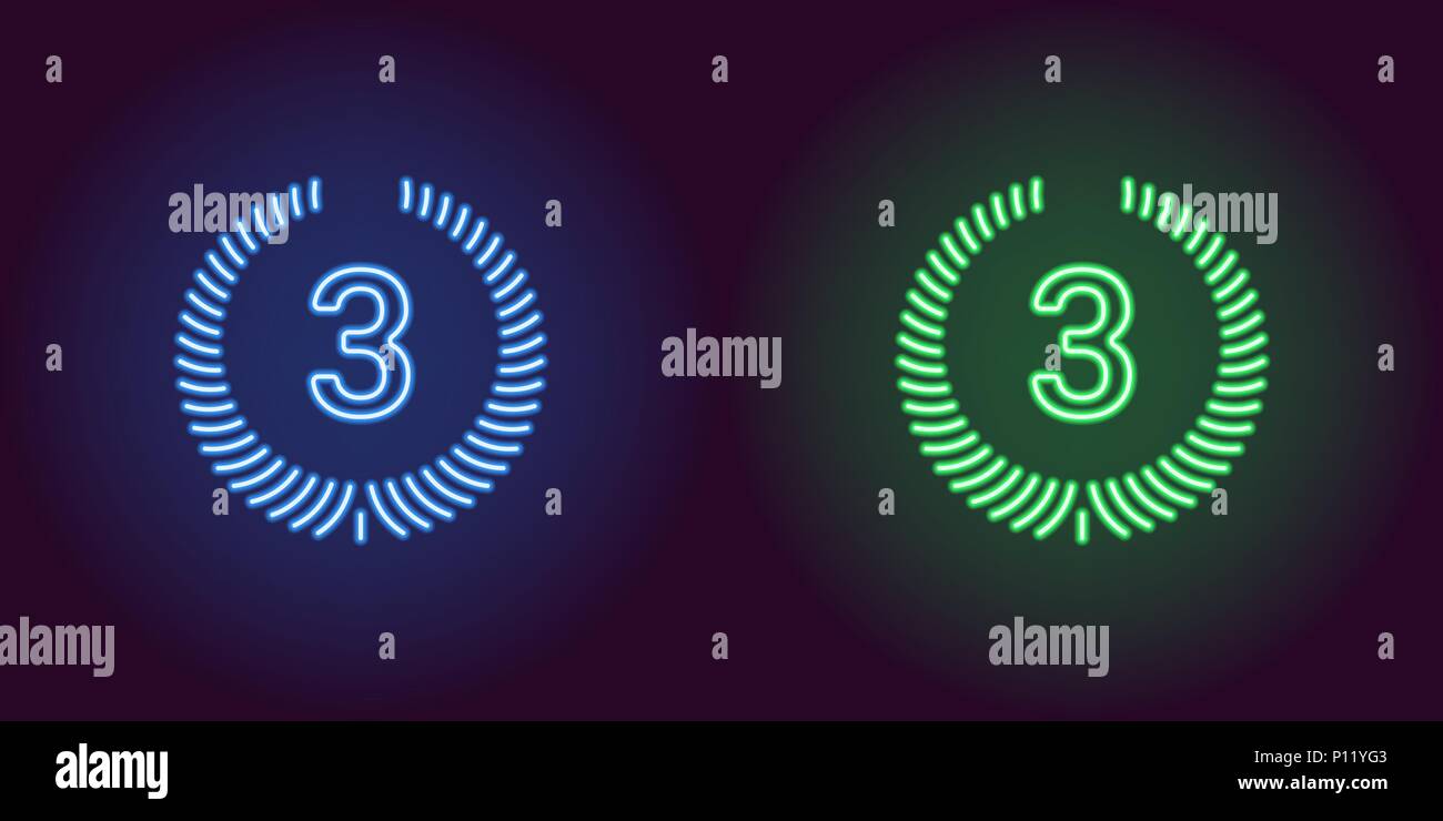 Neon icon of Blue and Green Third Place. Vector illustration of Third ...