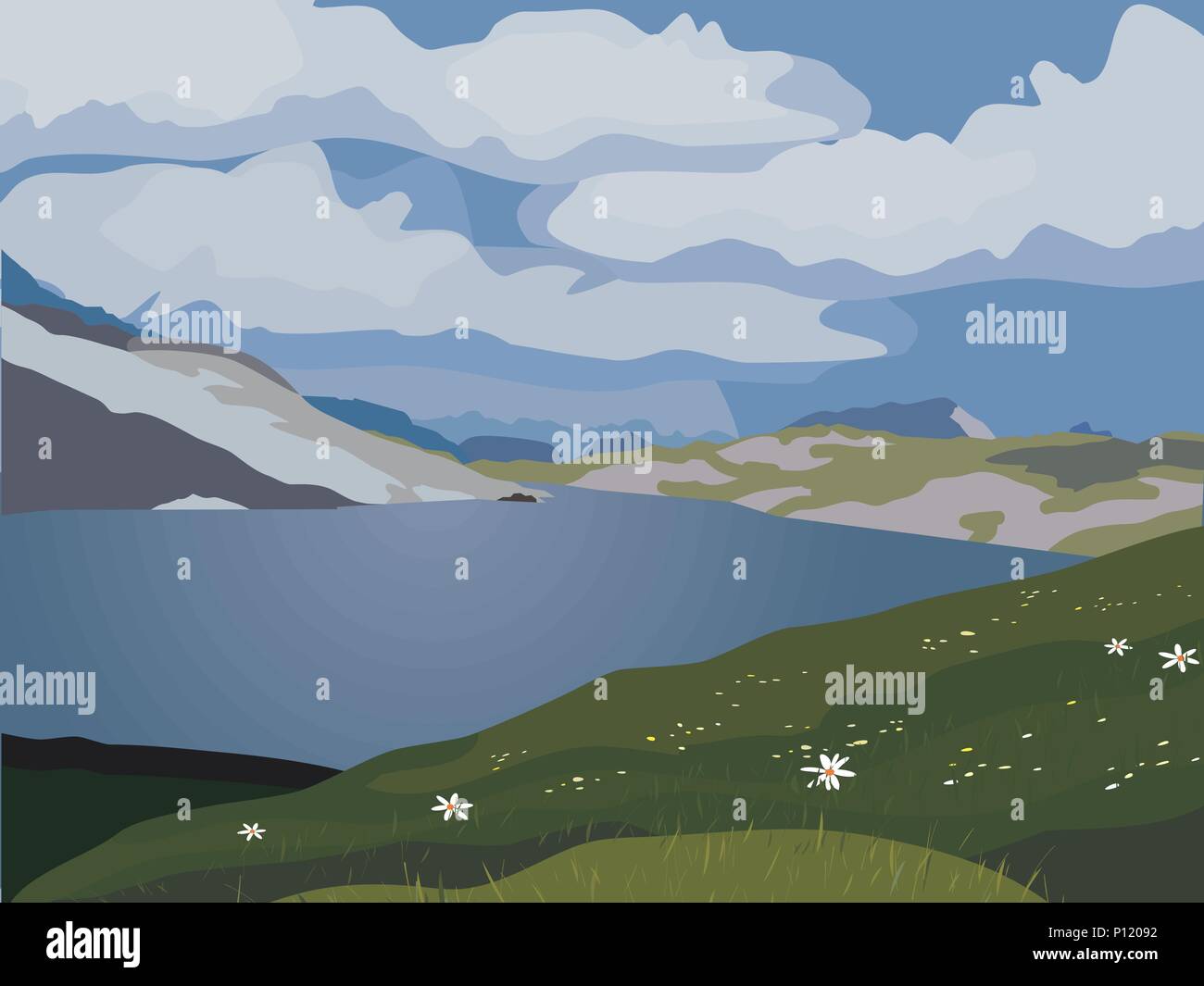 Barn with mountain view Stock Vector Images - Alamy