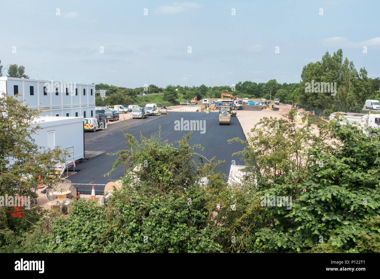 Making compound for roadworks by A14 Stock Photo Alamy
