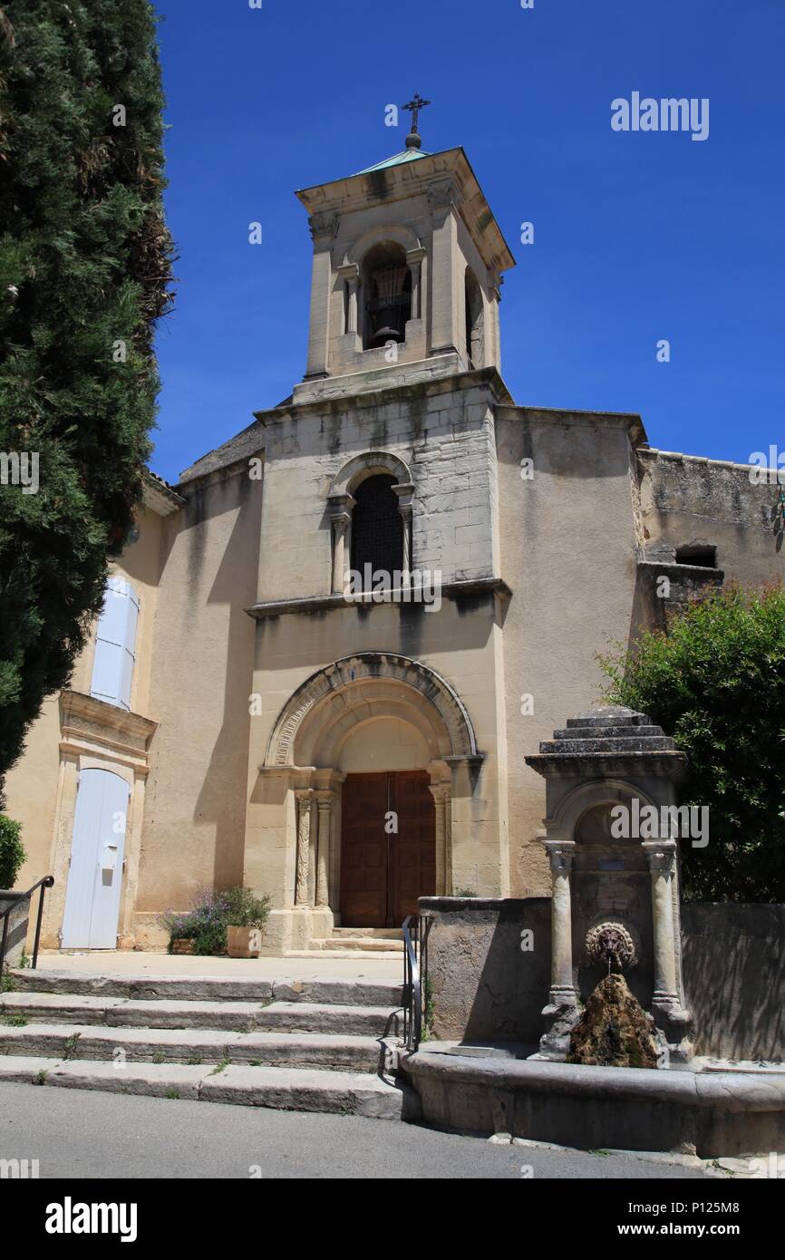 The church in Lourmarin village Vaucluse,France Stock Photo