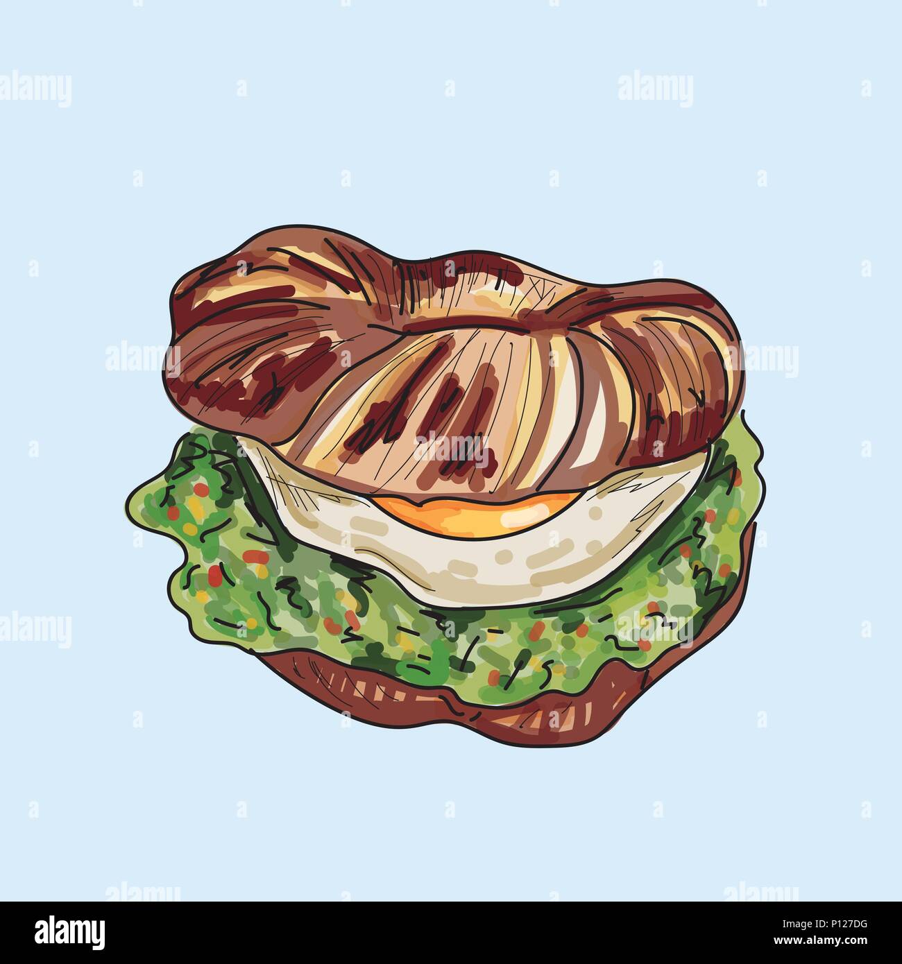 Vector Sandwich illustration on pastel background. Stock Vector
