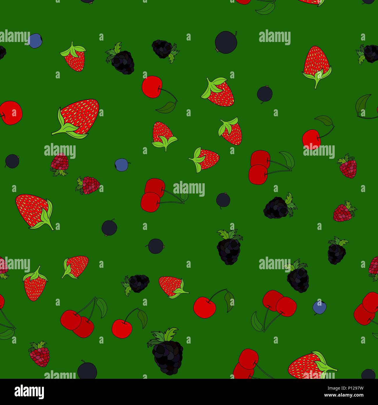 abstract vector doodle berry seamless pattern Stock Vector