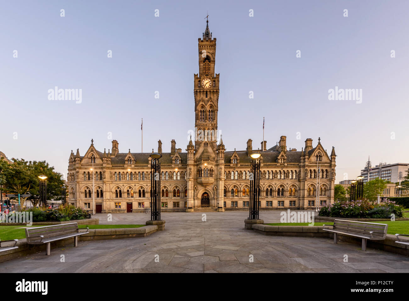 Bradford Cityhall was designed in the Venetian style. Stock Photo