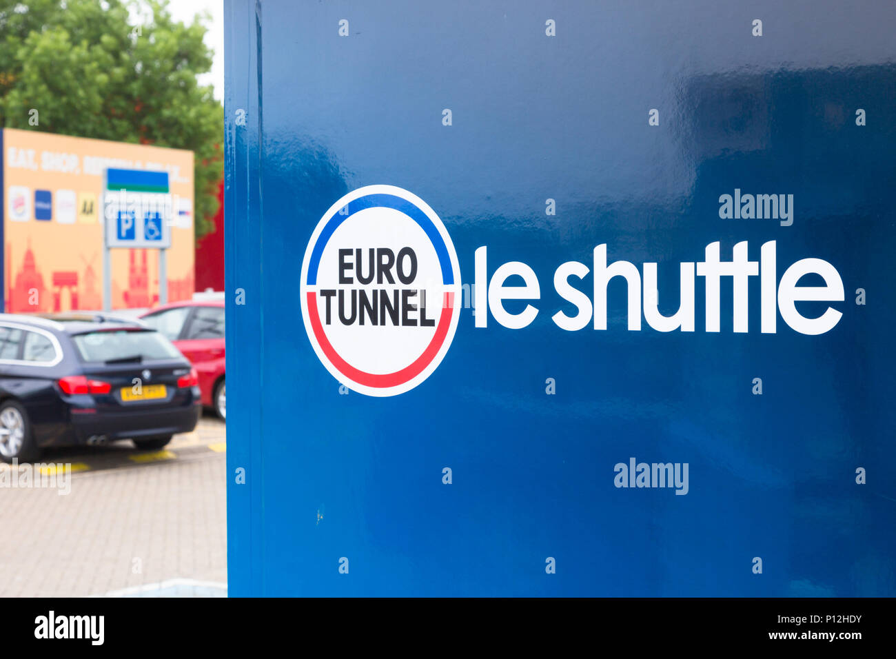 Sign for Eurotunnel or le shuttle, Folkestone UK Stock Photo