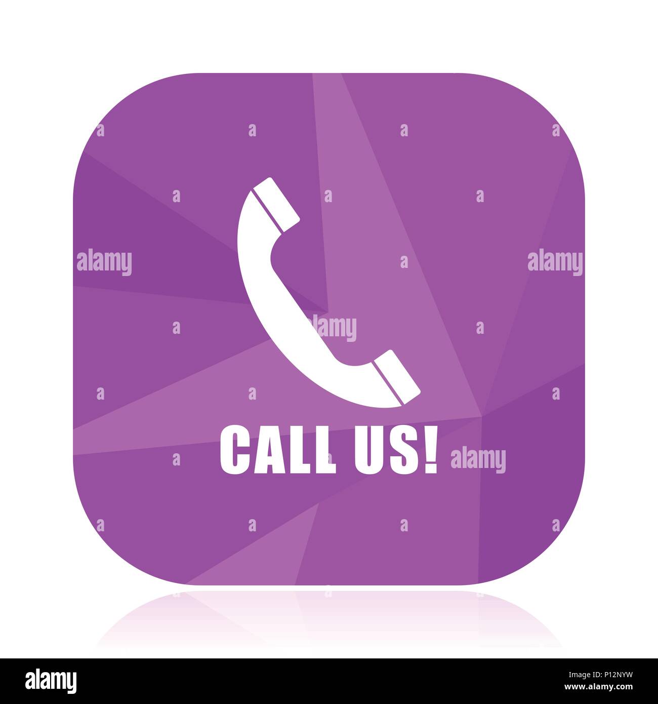 Call us flat vector icon. Phone violet web button. Telephone internet ...