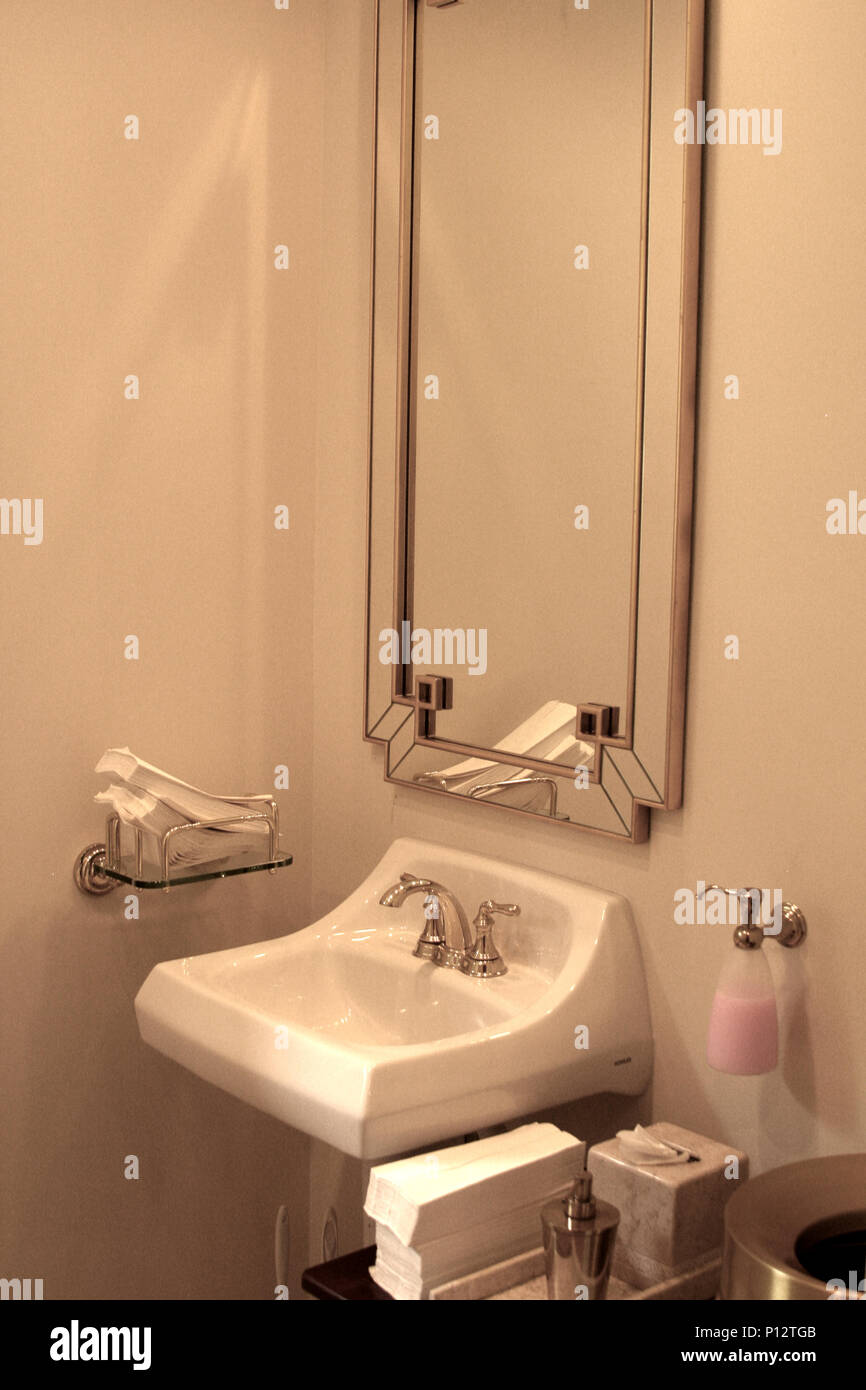 Cute clean sink in the bathroom Stock Photo