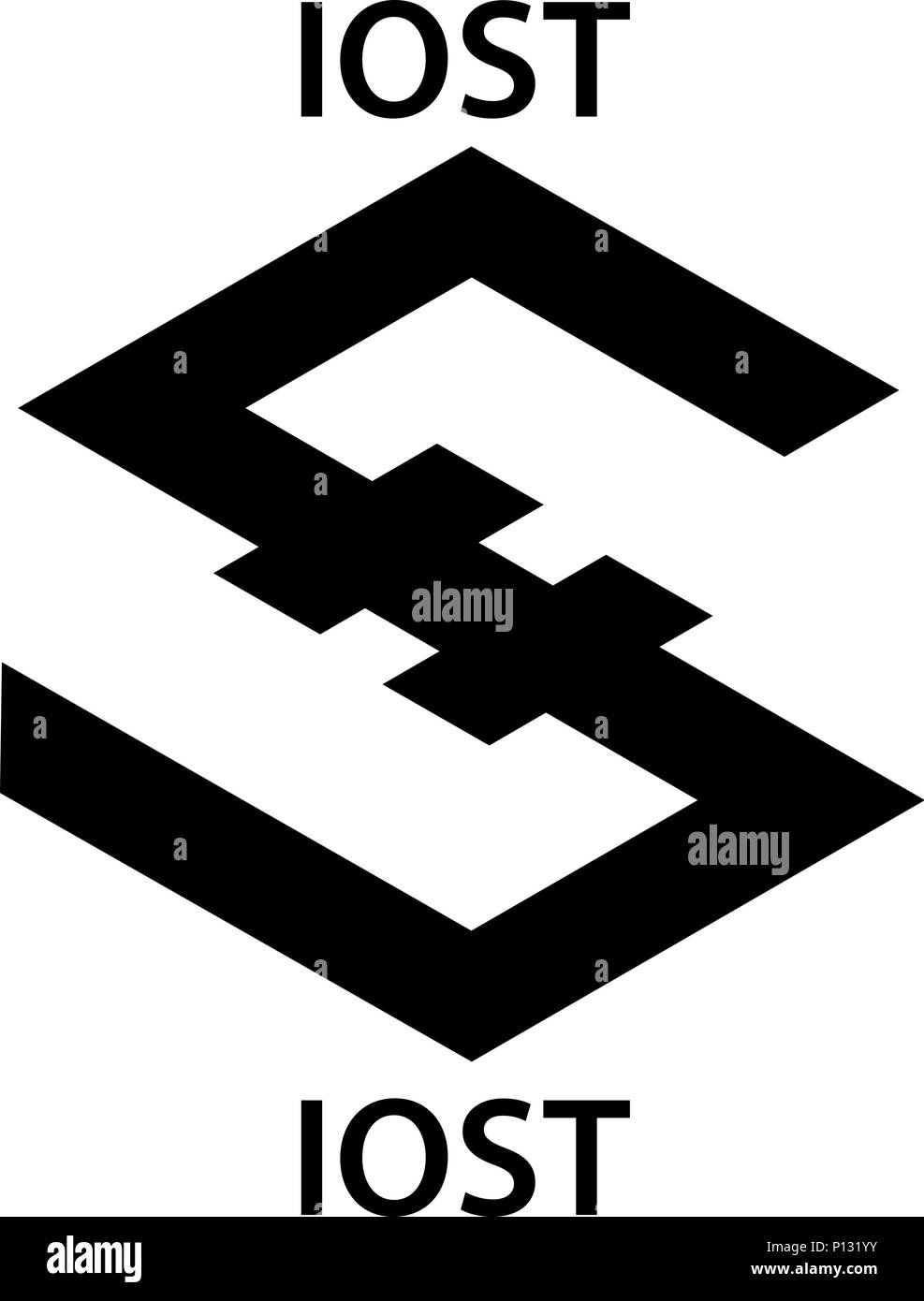 IOST Coin cryptocurrency blockchain icon. Virtual electronic, internet ...