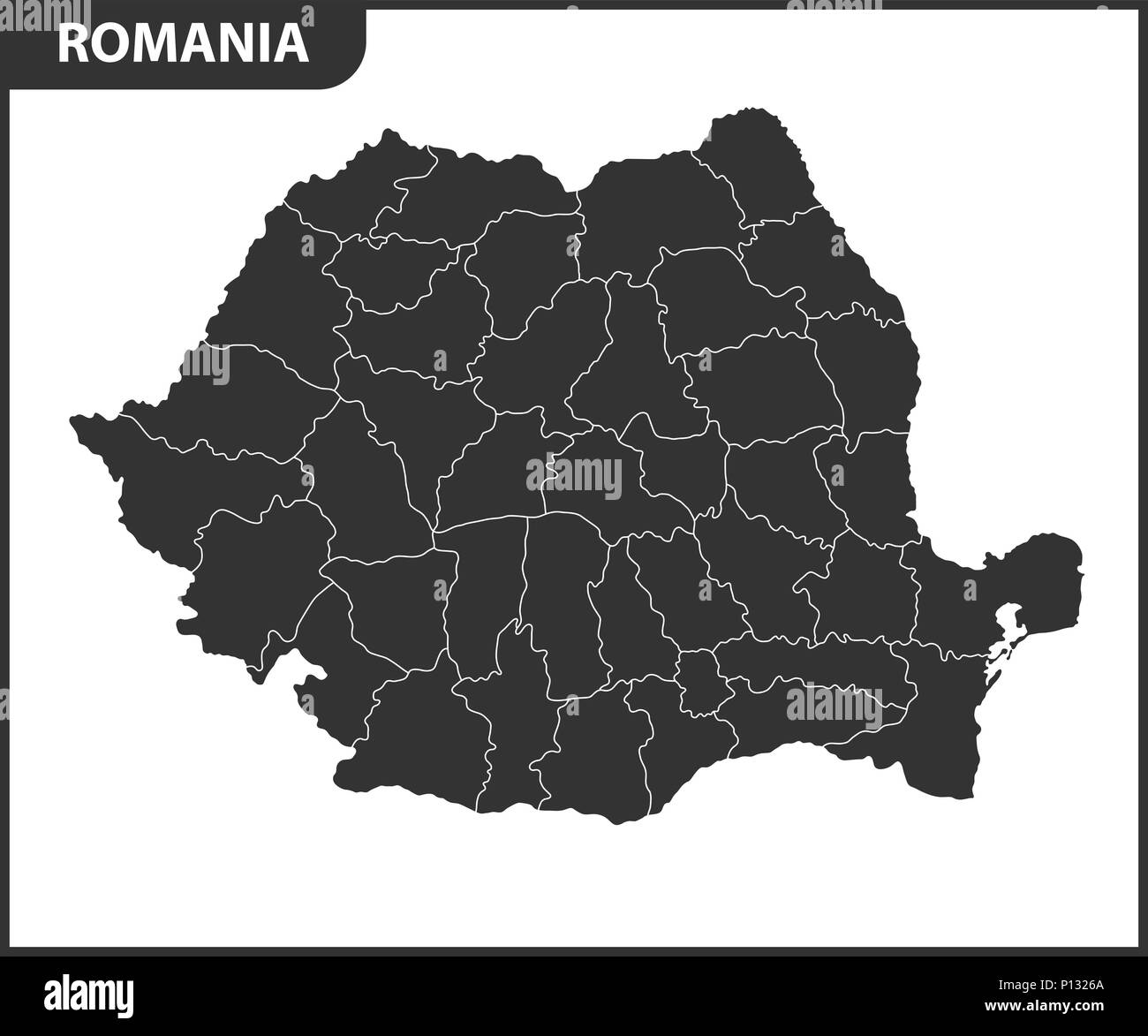 The detailed map of the Romania with regions or states. Administrative division. Stock Vector
