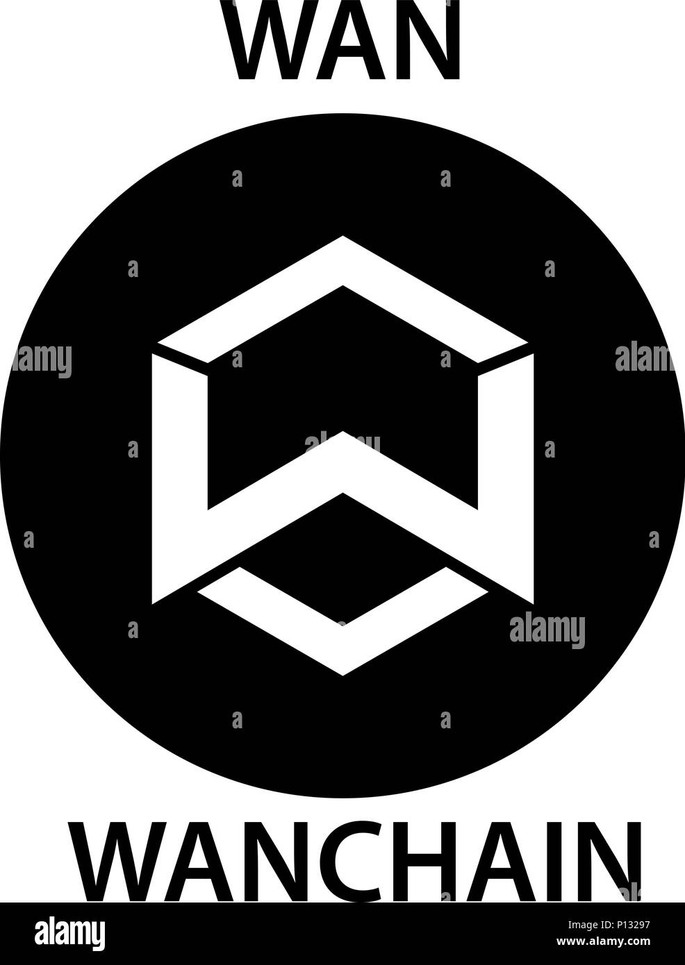 WanChain Coin cryptocurrency blockchain icon. Virtual electronic ...