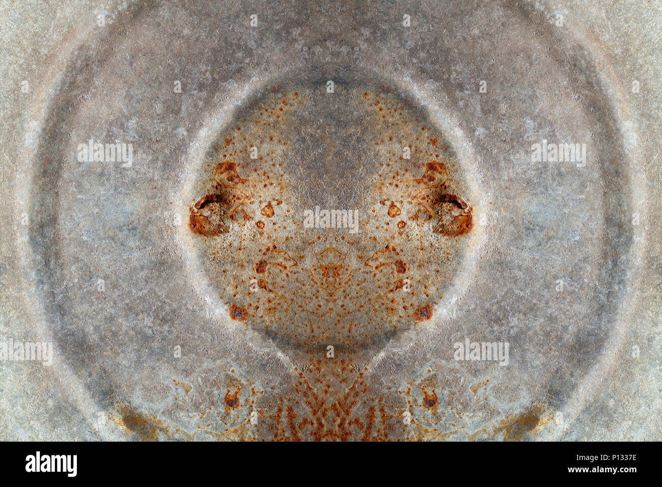 Rusty galvanized iron with circles. Stock Photo