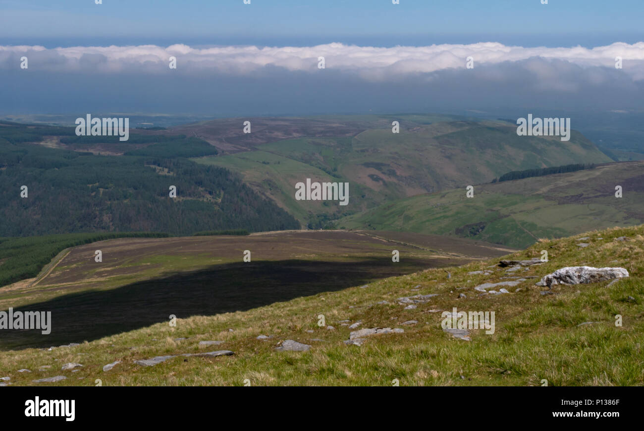 View from the summit of Snaefell mountain Isle of Man UK Stock