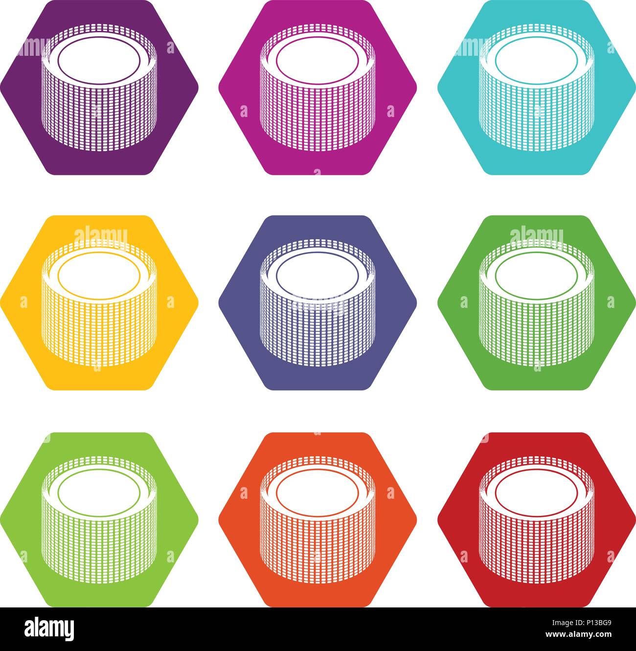 Building roll net icons set 9 vector Stock Vector