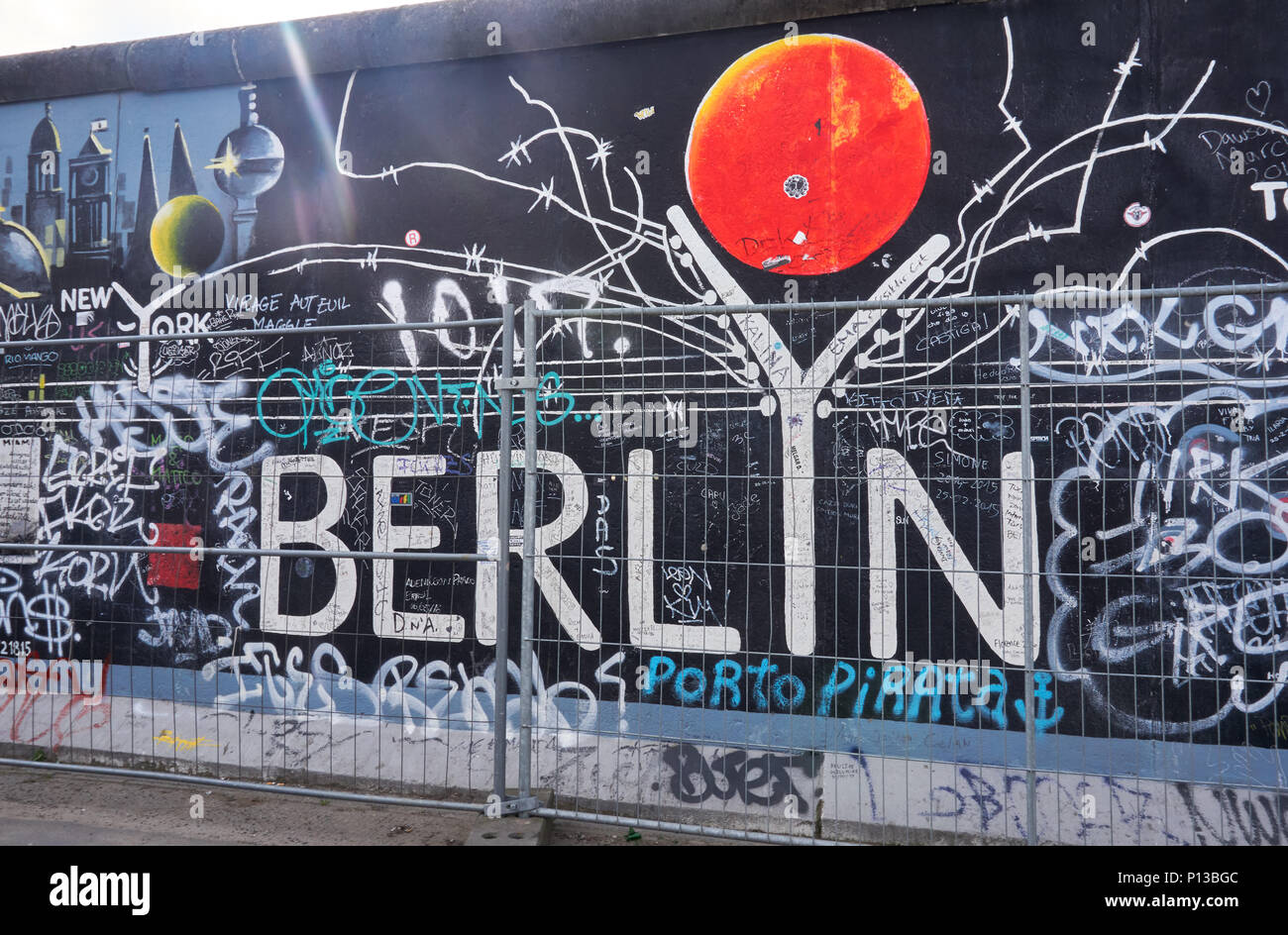 Berlin, Germany April 5, 2017 Wall paint at the Eastside gallery in
