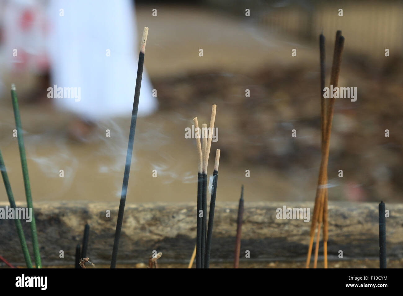 Incense offerings at Buddhist Temple Mihintale in Sri Lanka Stock Photo Alamy