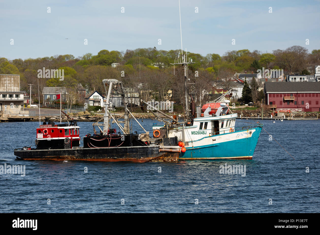 Fishing boats in the Inner Harbor of Gloucester, Massachusetts Stock