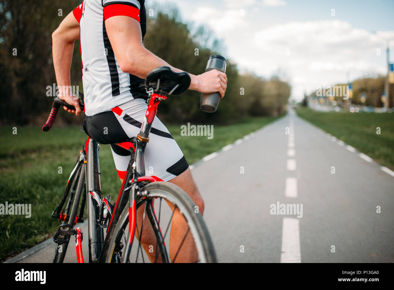 Fast downhill road bike hi-res stock 