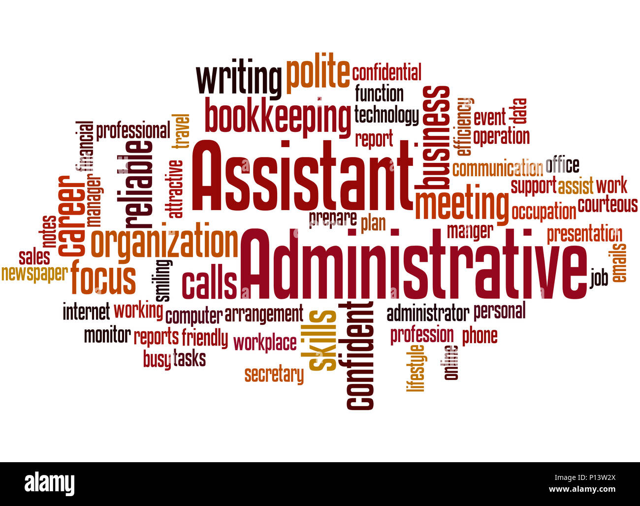 Administrative Assistant, word cloud concept on white background Stock