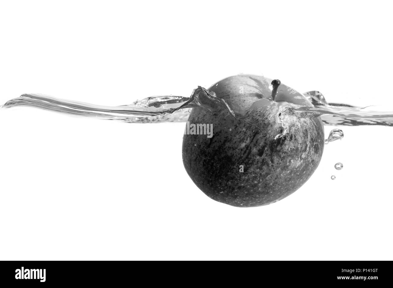 apple in black and white, isolated on white background Stock Photo - Alamy