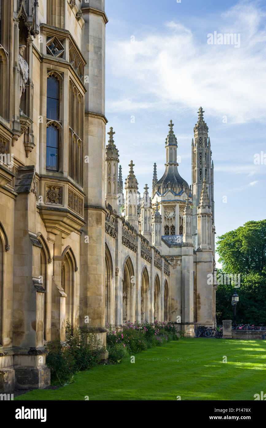 Exterior of Kings College on a late sunny Summer afternoon, Cambridge, UK Stock Photo