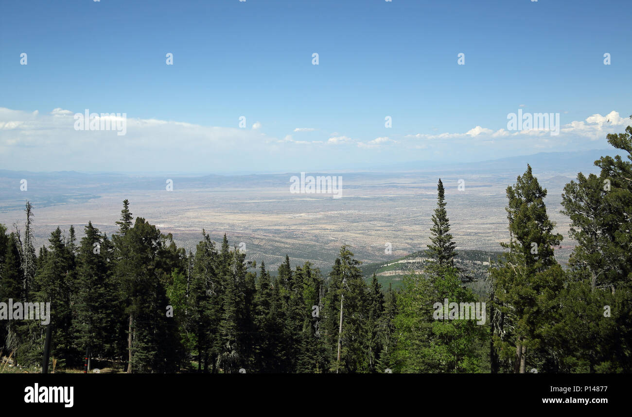 View of the Sedillo area of New Mexico from the top of the Sandia Mountains looking east Stock Photo