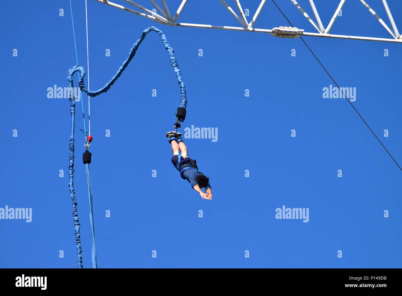 Bungee jumping on a sunny day Stock Photo