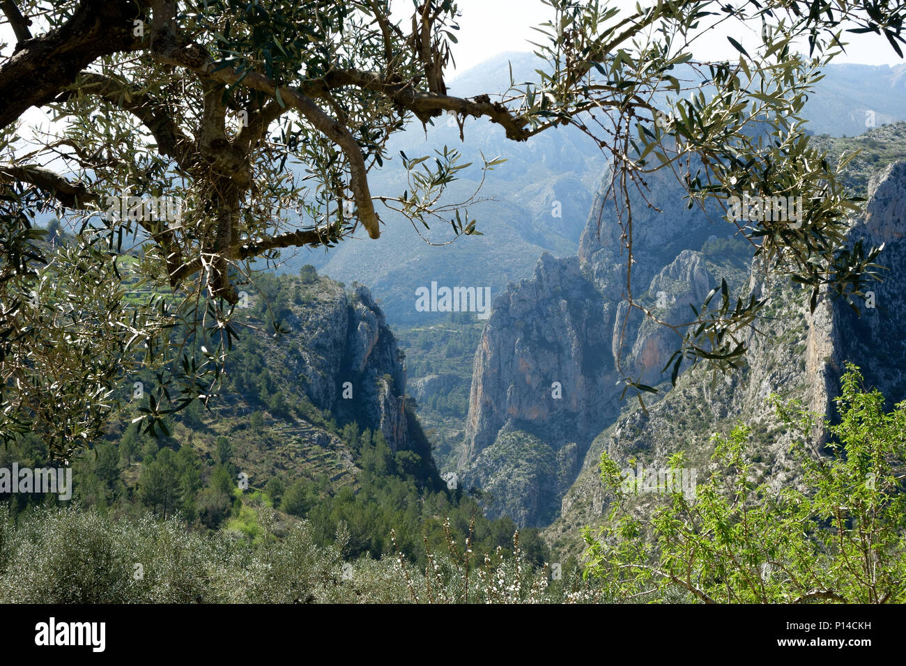 Sierra Bernia mountain walking views on the Costa Blanca, Spain Stock Photo