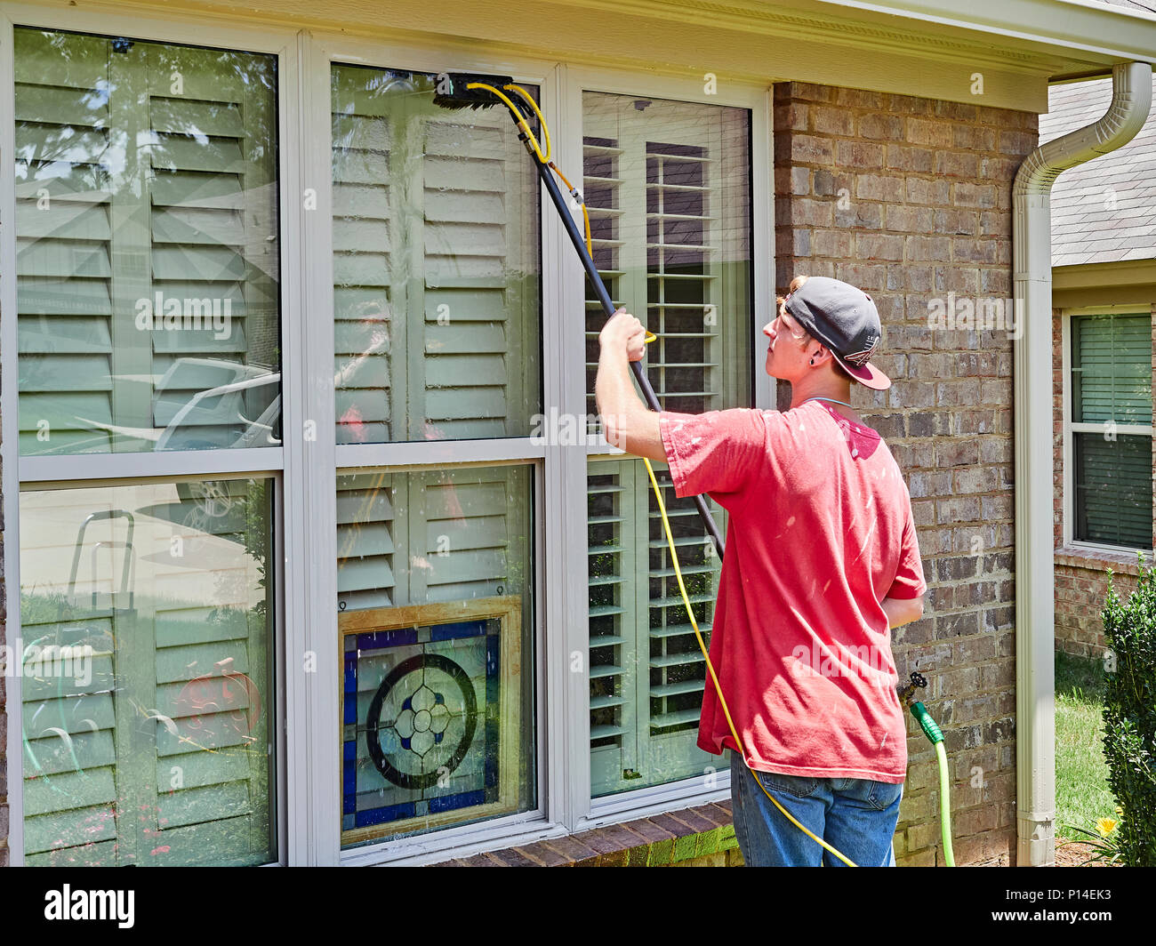 White male adult window washer hires stock photography and images Alamy