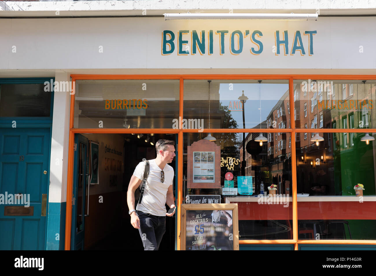 Benito's Hat restaurant bar, London, England, UK Stock Photo