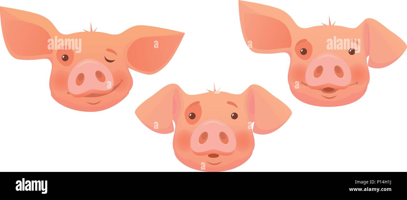 head of pink pig -set Stock Vector