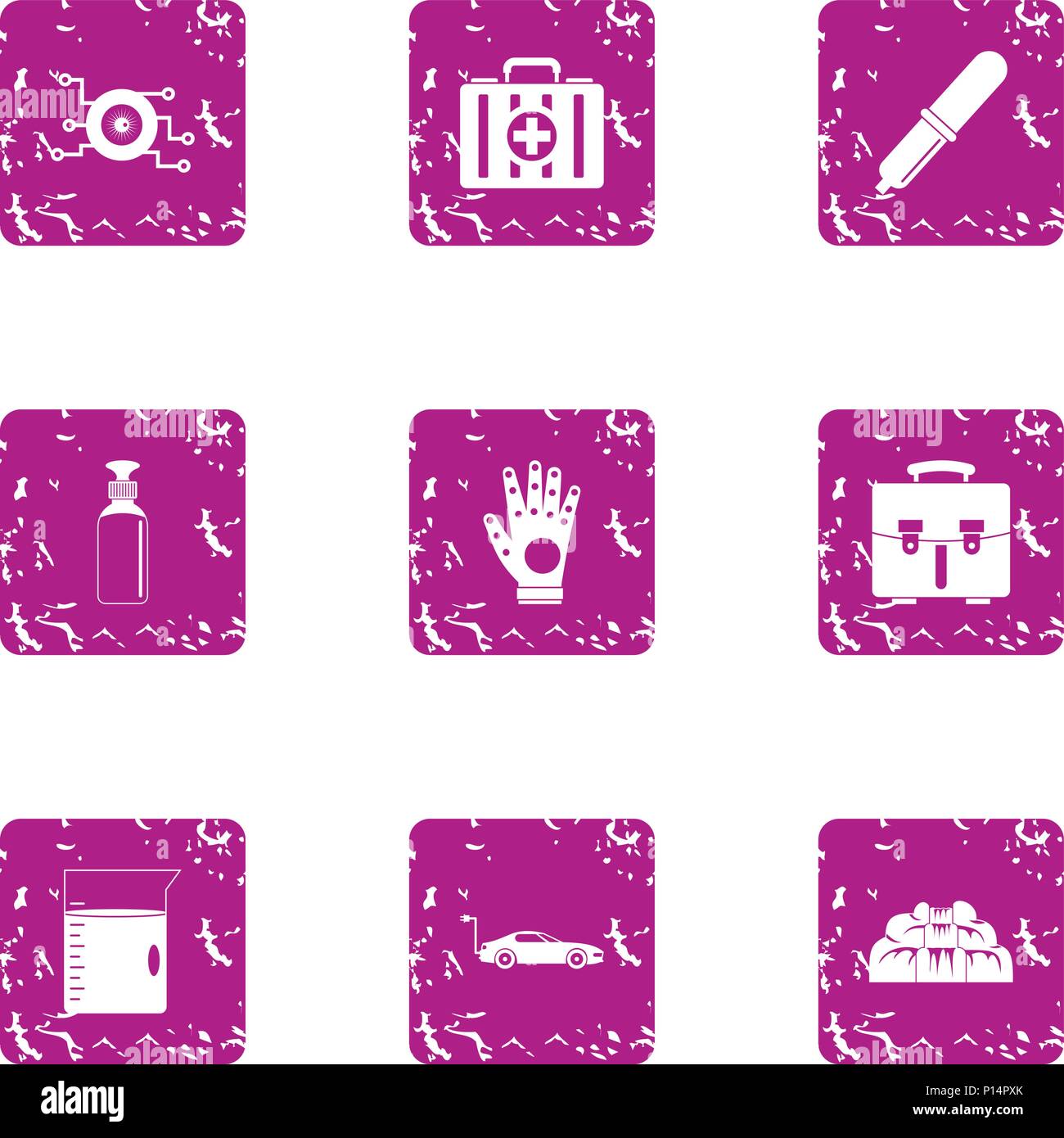 Sanitary icons set, grunge style Stock Vector
