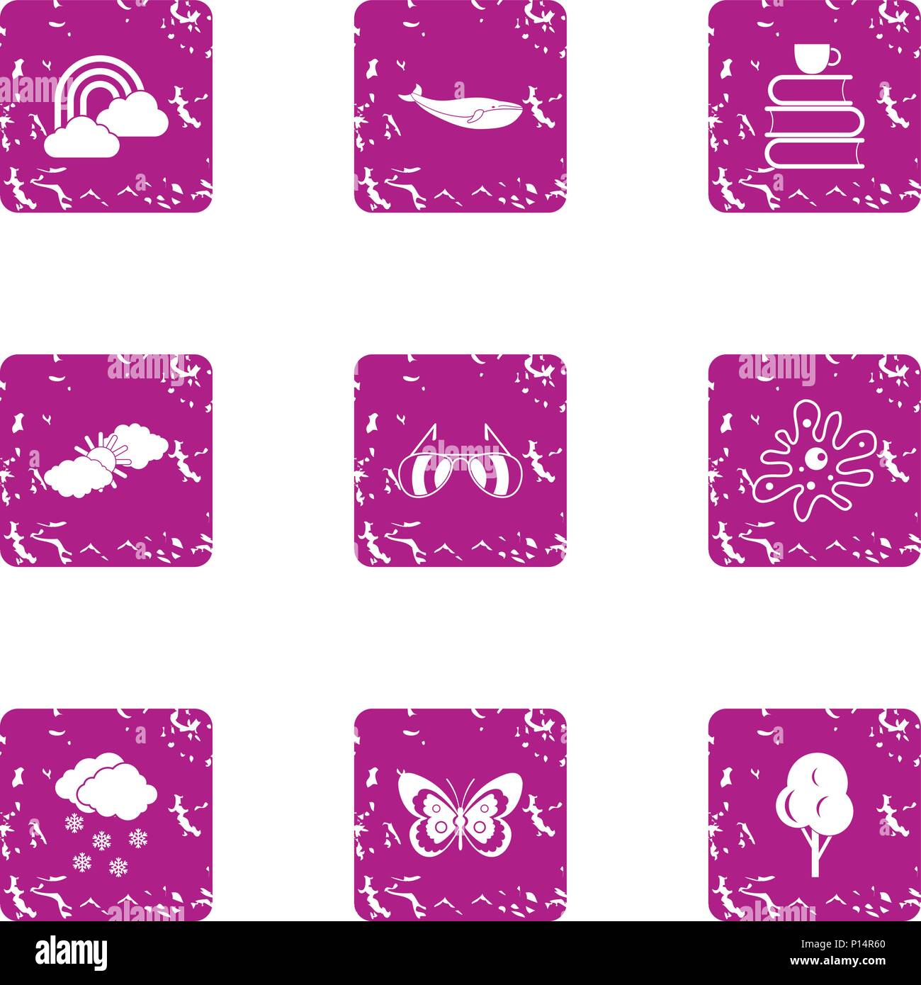 Blot icons set, grunge style Stock Vector