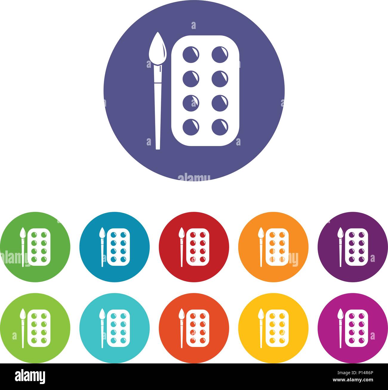 Paint brush palette icons set vector color Stock Vector Image & Art - Alamy