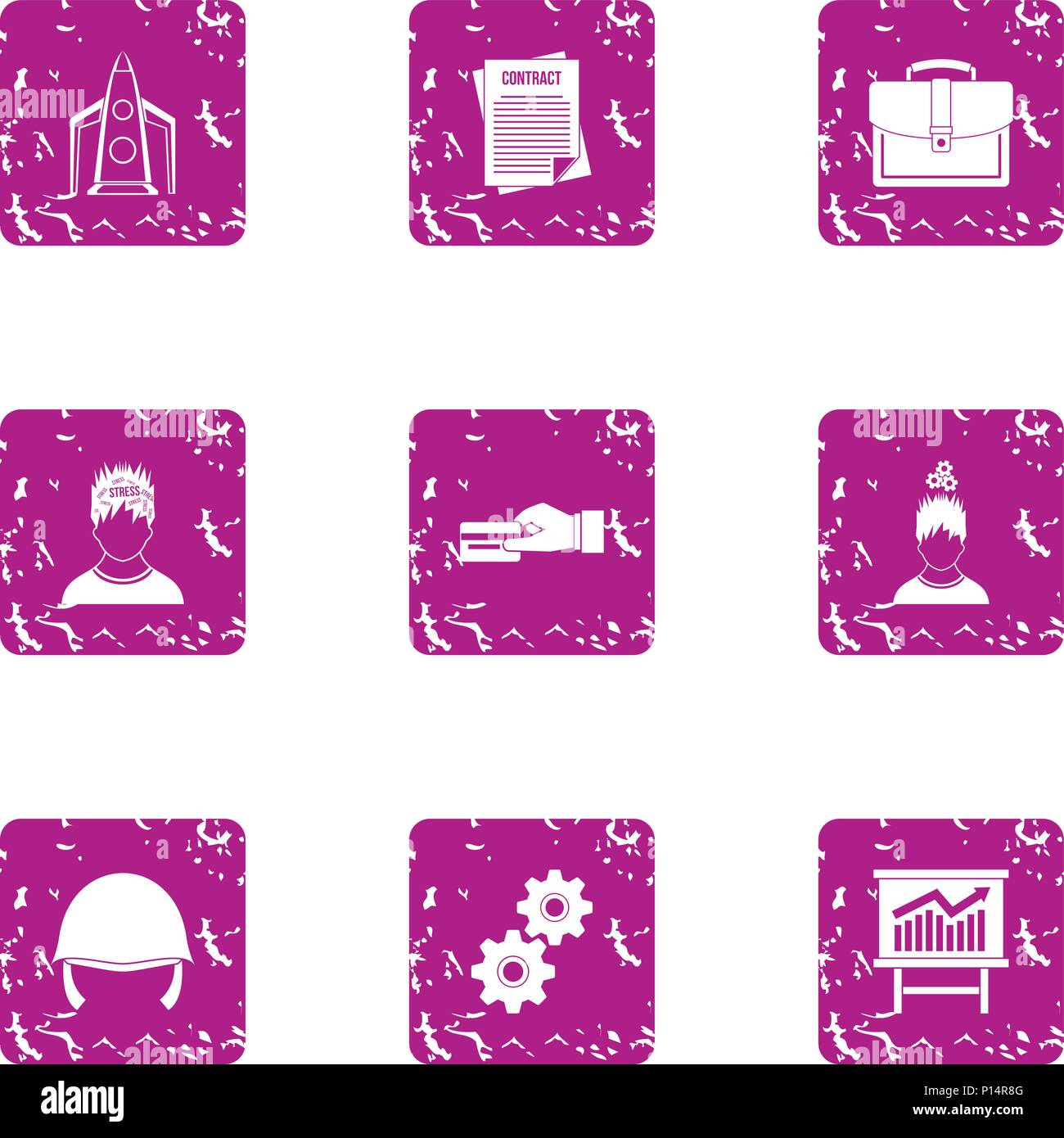 Agreement icons set, grunge style Stock Vector