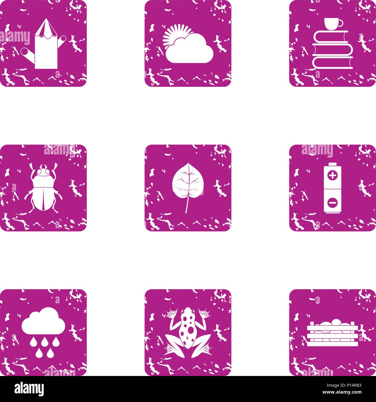 Thaw icons set, grunge style Stock Vector