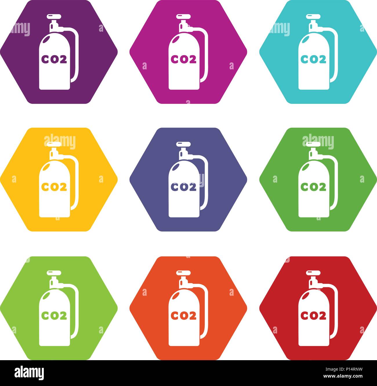 Paintball carbon dioxide icons set 9 vector Stock Vector Image & Art ...
