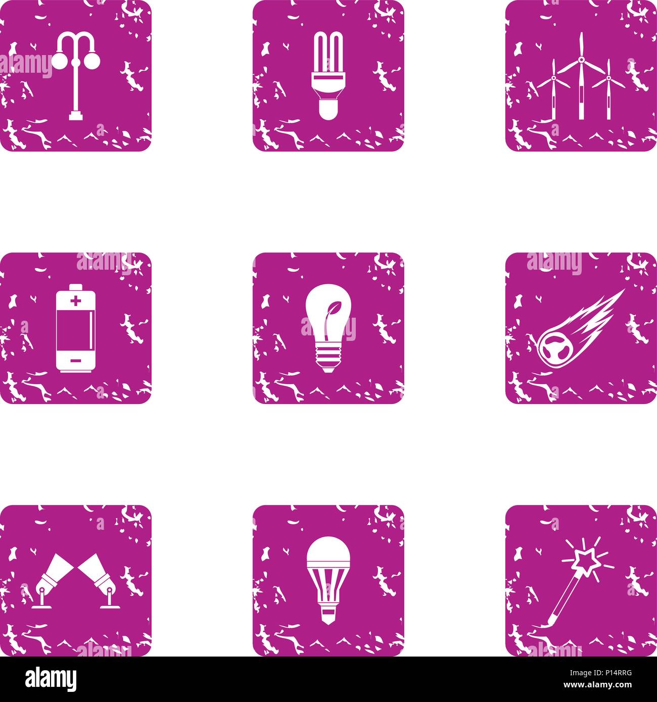 Highlight light icons set, grunge style Stock Vector