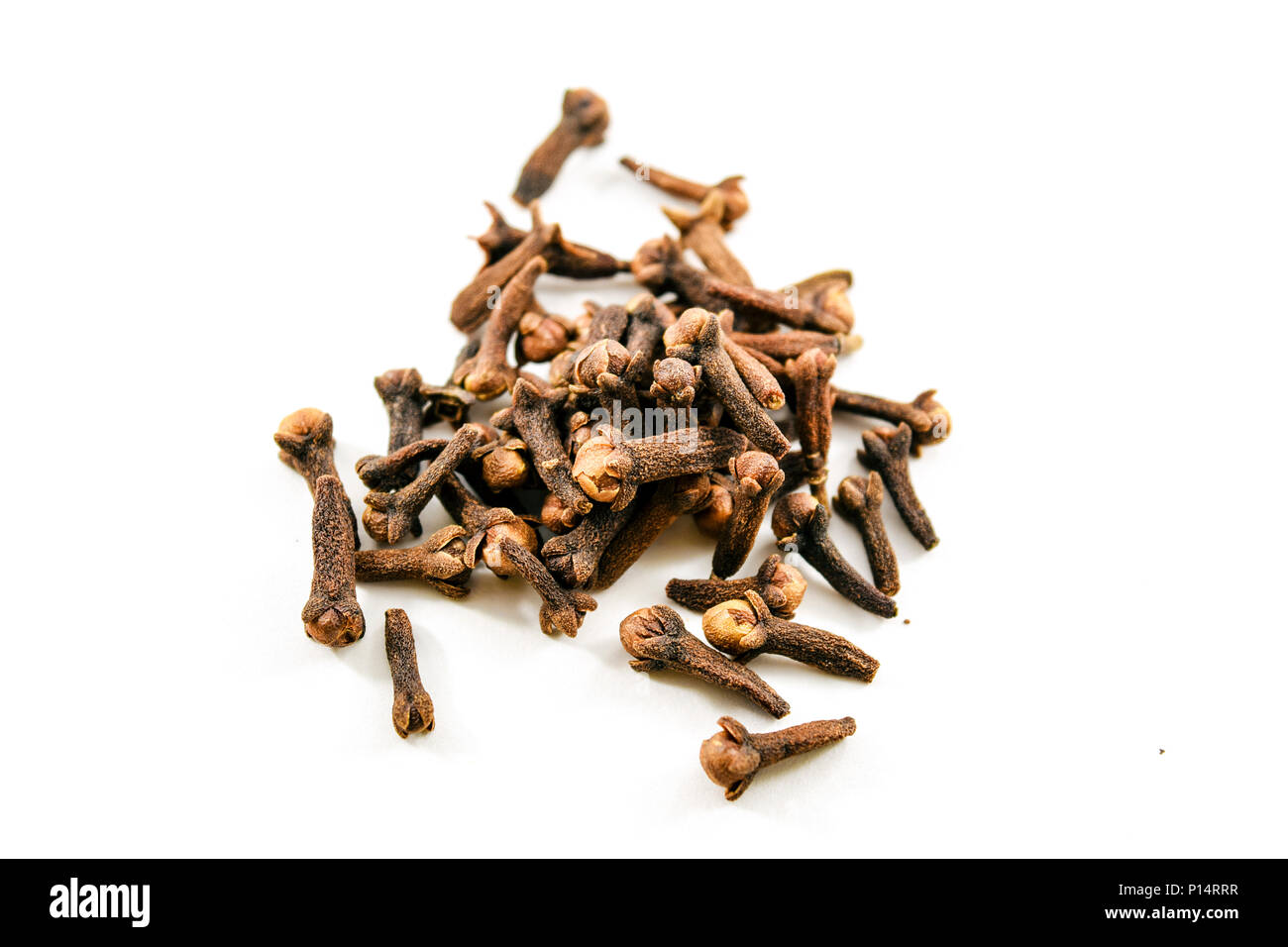 Pile of dried cloves (Syzygium aromaticum, family Myrtaceae) native to