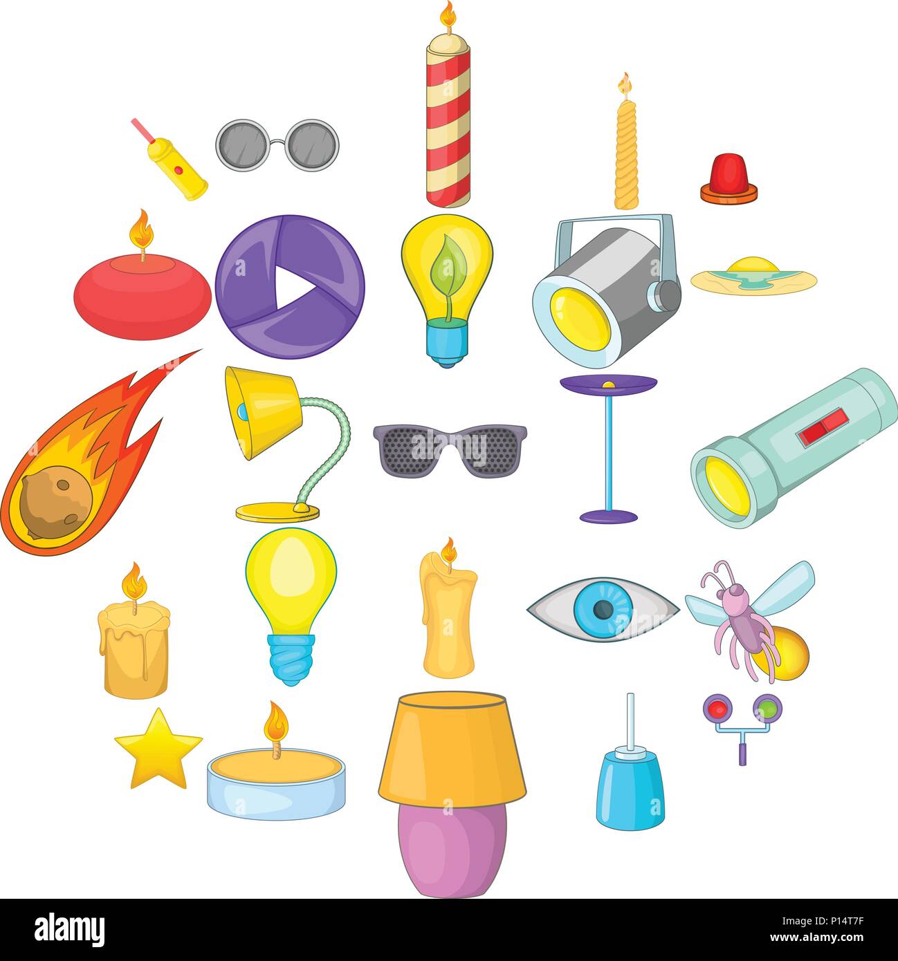 Shine icons set, cartoon style Stock Vector