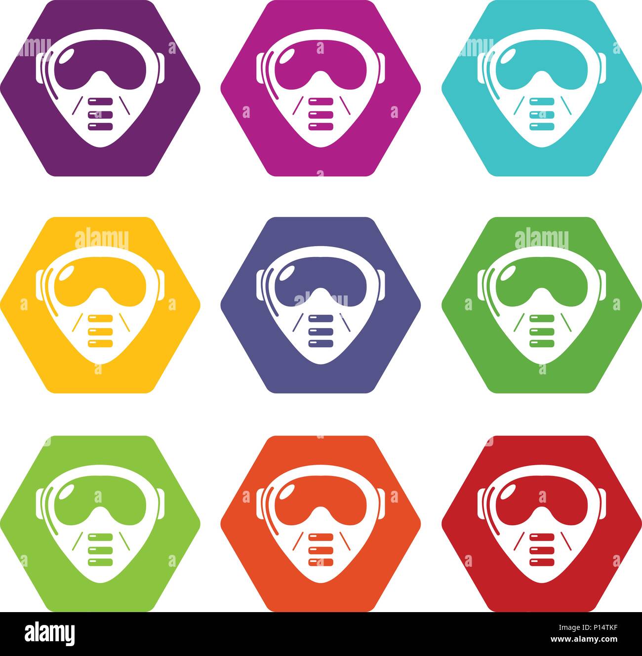 Paintball mask equipment icons set 9 vector Stock Vector