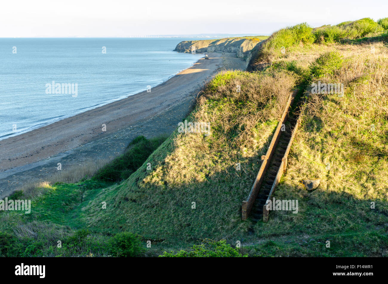 Old Cliffside Stairway at Nose's Point, Seaham, County Durham Stock Photo