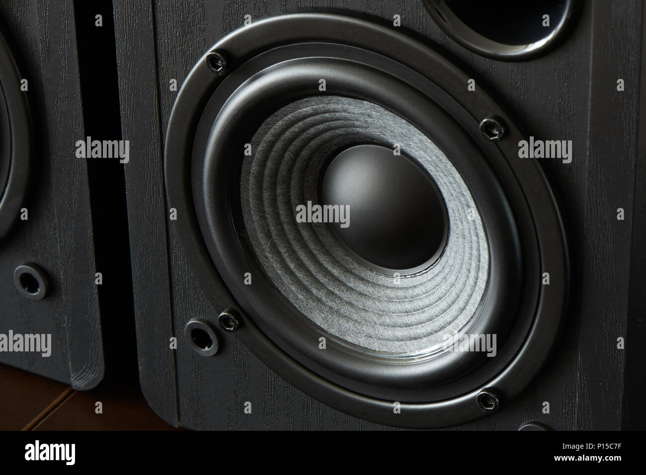 closeup of bookshelf speaker woofer for base sound Stock Photo Alamy