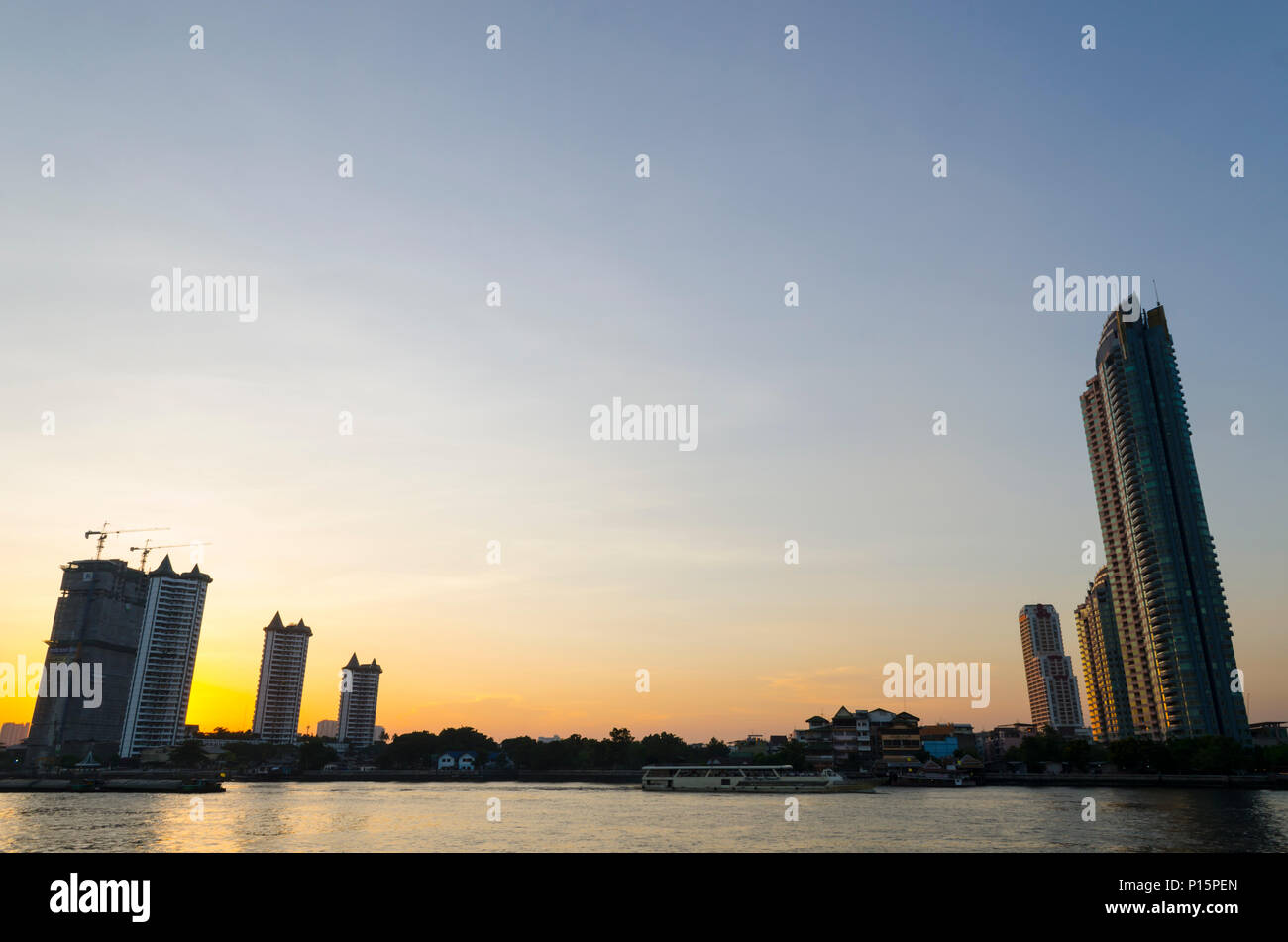 Panorama view of Bangkok city scape at night time Stock Photo - Alamy