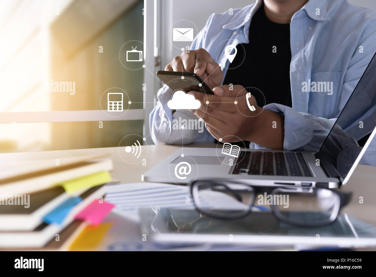 diagram Network Data Storage Technology Service Cloud Computing Stock Photo