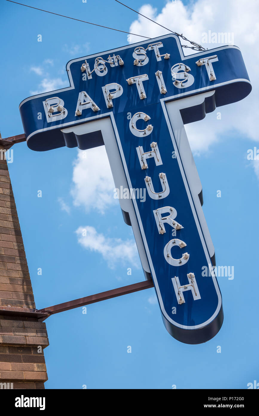 16th Street Baptist Church in Birmingham, AL, site of a KKK racist bombing that killed four black girls and injured 22 others on September 15, 1963. Stock Photo