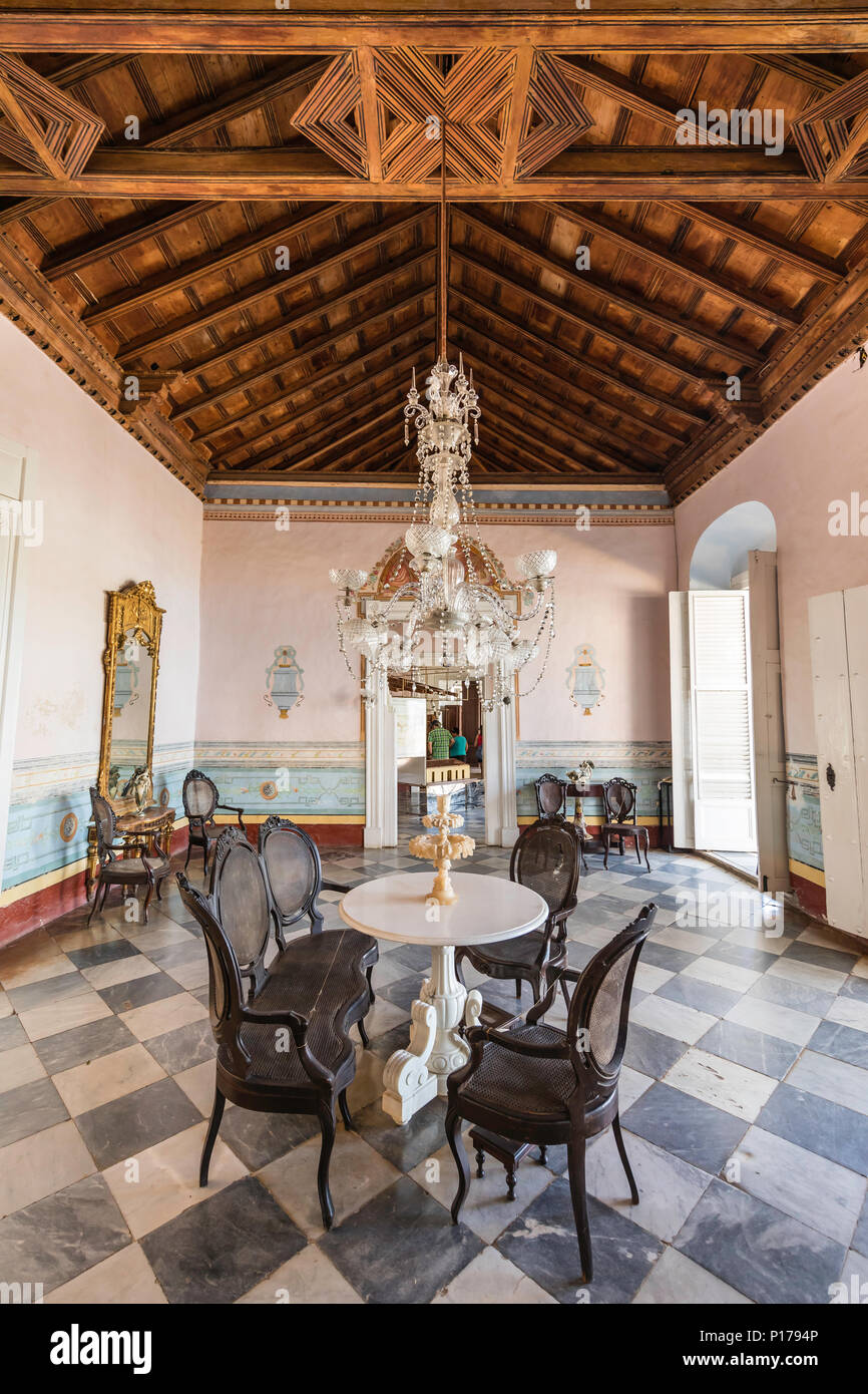 Interior view of the Museo de Arquitectura Colonial in the UNESCO World Heritage town of Trinidad, Cuba. Stock Photo