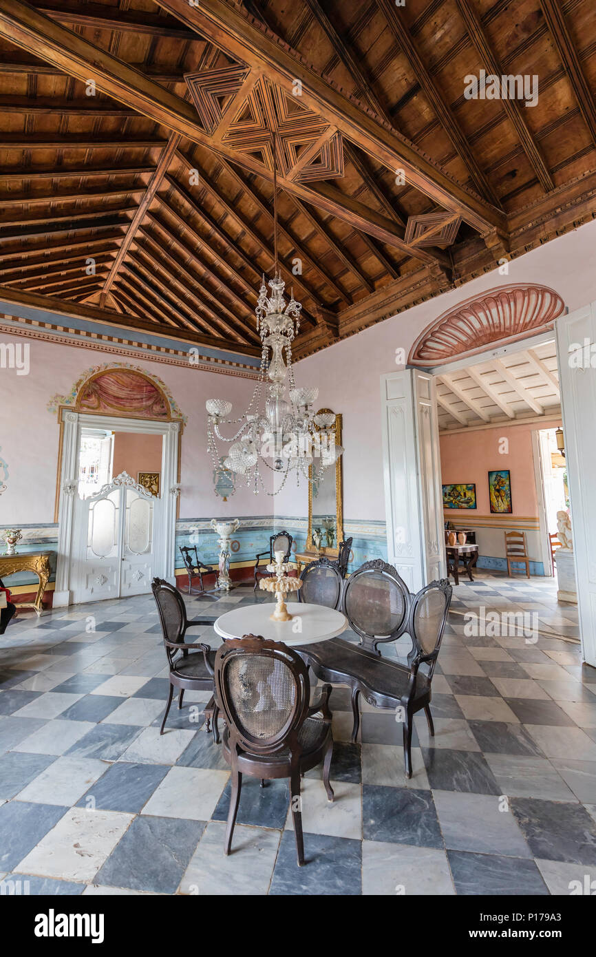 Interior view of the Museo de Arquitectura Colonial in the UNESCO World Heritage town of Trinidad, Cuba. Stock Photo