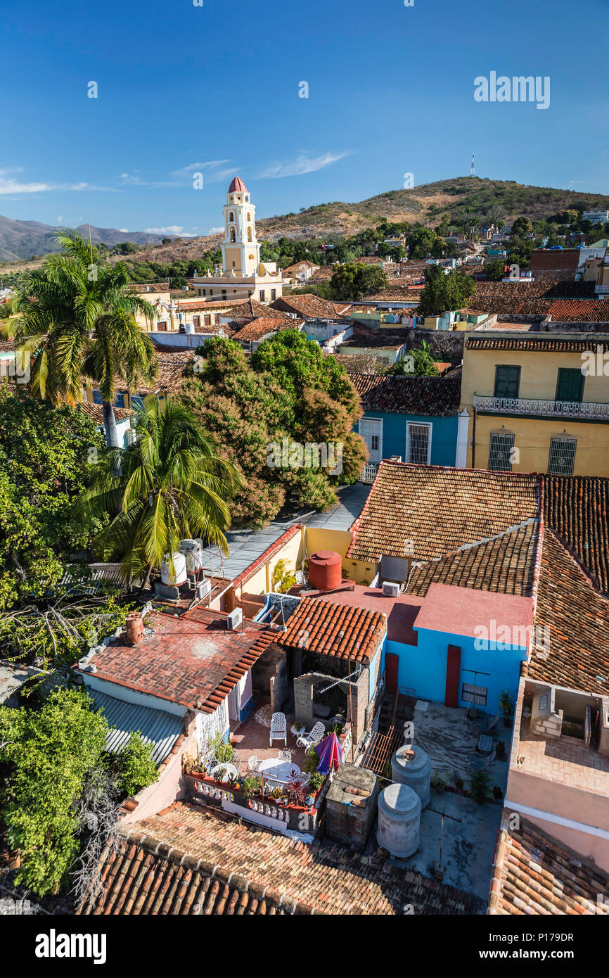 The Convento de San Francisco and Plaza Mayor in the UNESCO World Heritage town of Trinidad, Cuba. Stock Photo