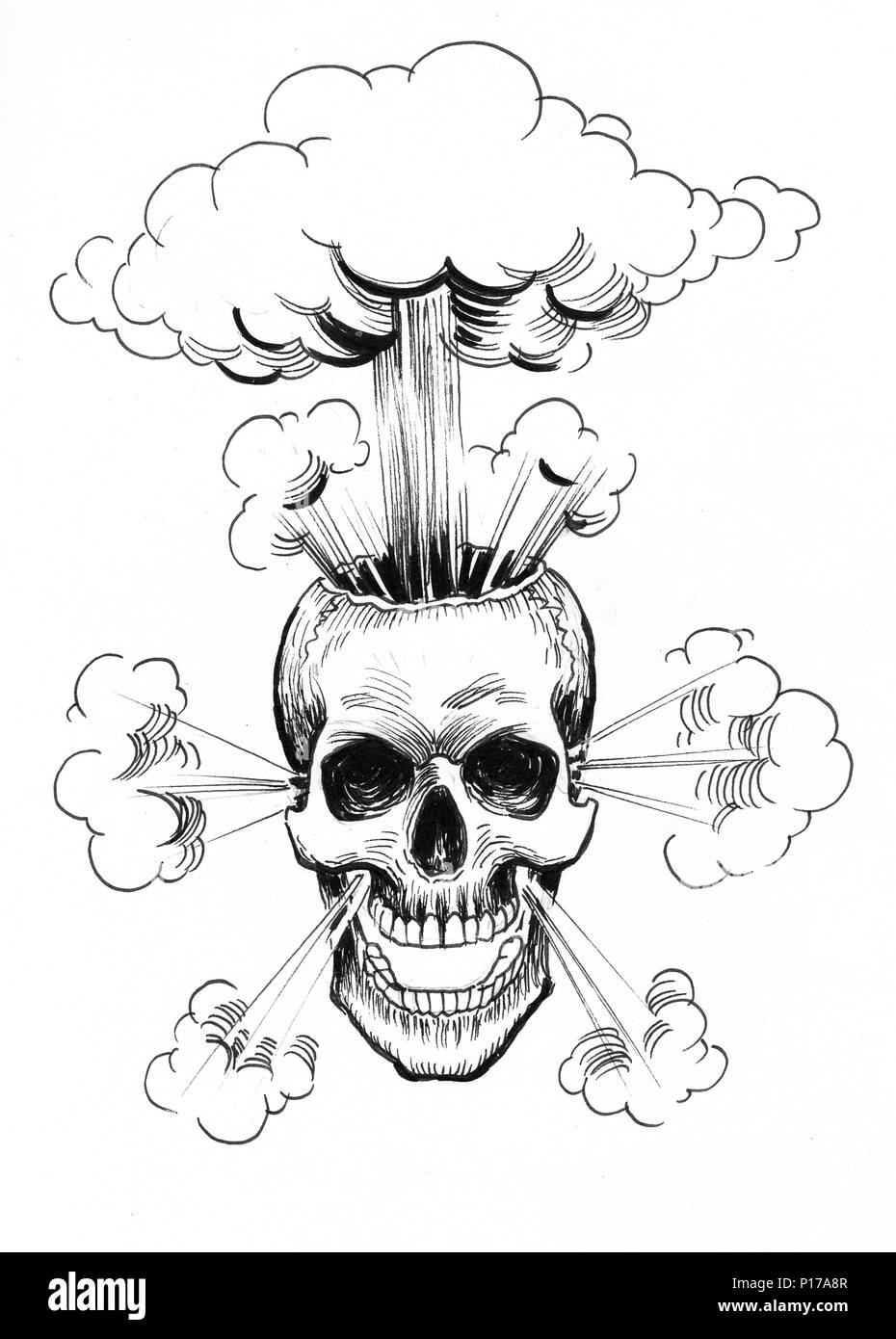 Head Explosion Drawing Raphaelesque Head Exploding #1 Framed Print By